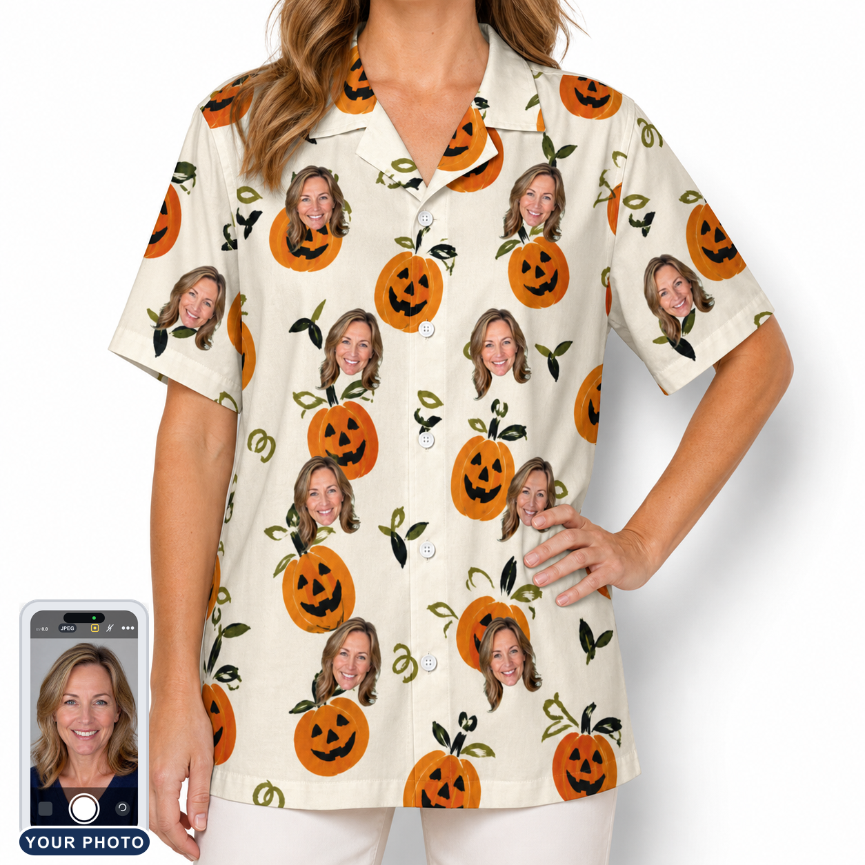 Women's Carved Chuckles Custom Face Hawaiian Shirt