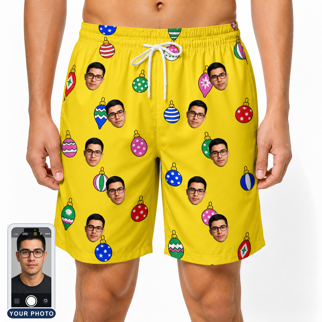 Men's Tree Trinkets Custom Face Beach Shorts