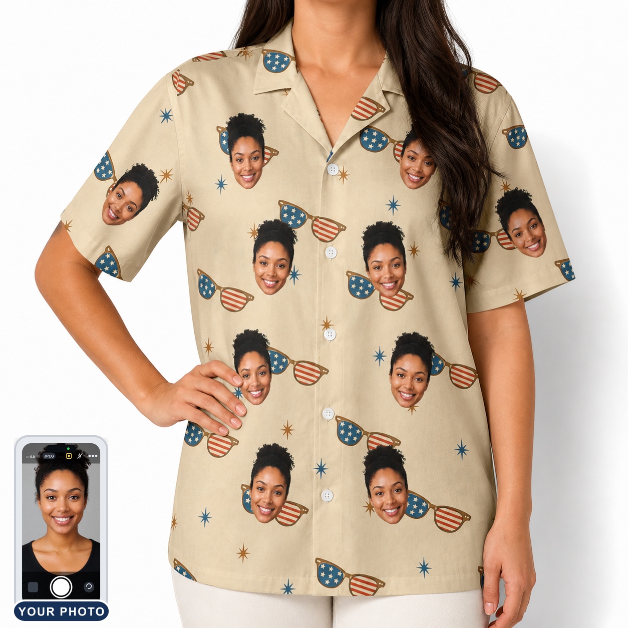 Women's Freedom Shades Custom Face Hawaiian Shirt