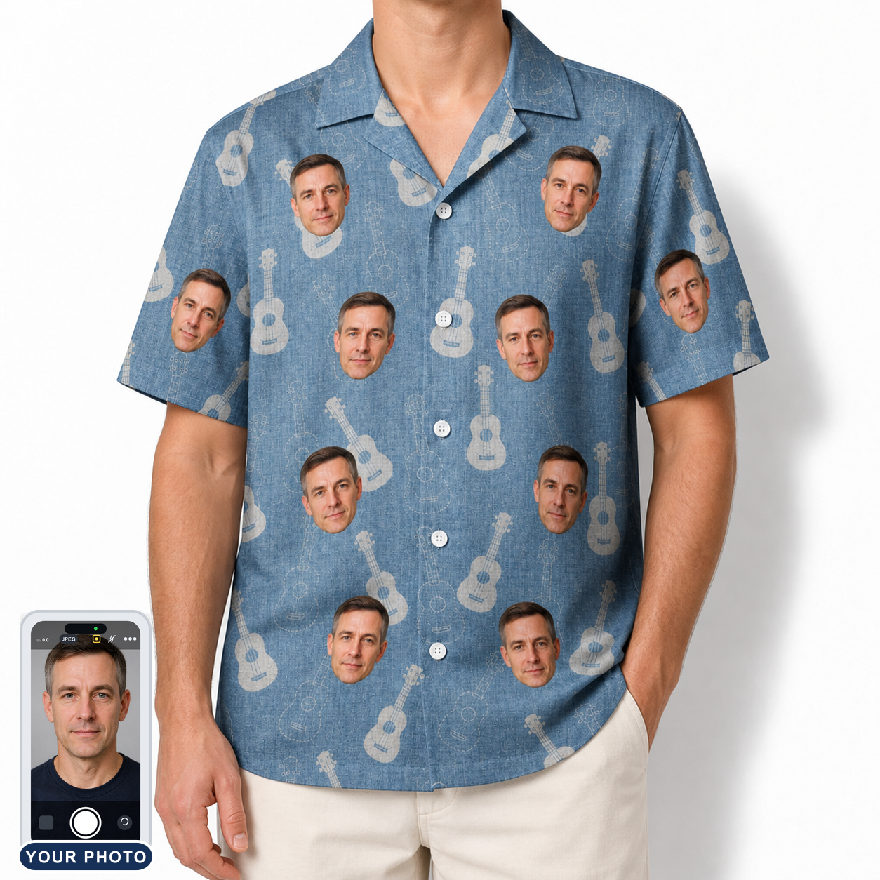 Men's Gardenia Grooves Custom Face Hawaiian Shirt