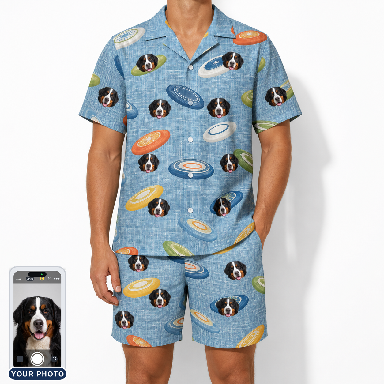 Men's Aero Barkers Custom Dog Face Shirt & Shorts Set