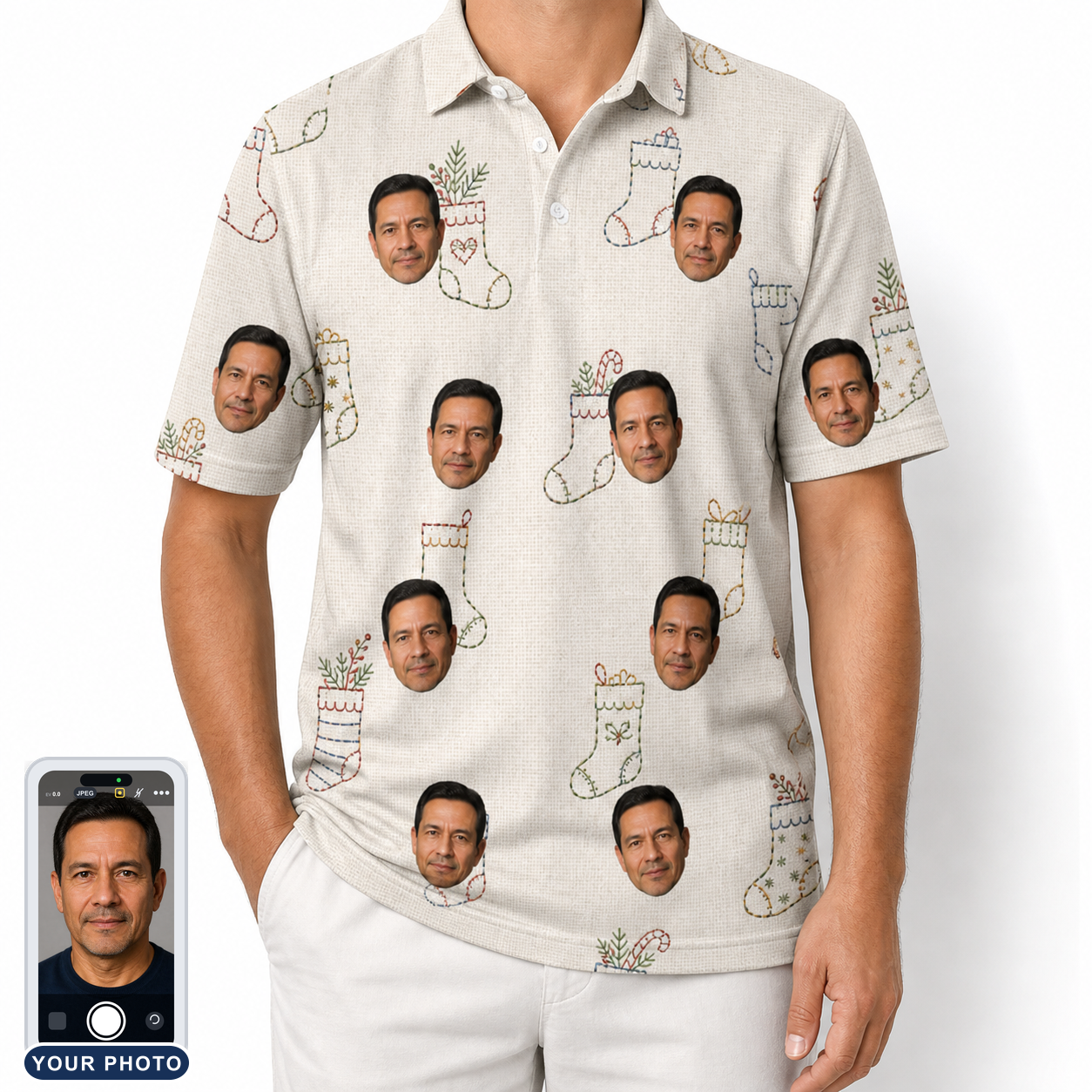 Men's Santa Satchels Custom Face Polo Shirt