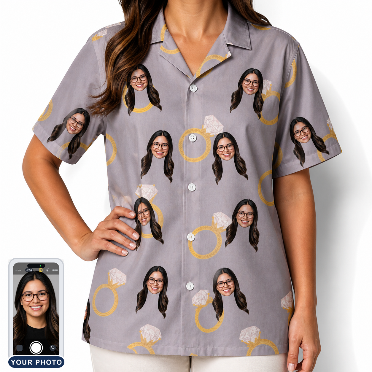 Women's Diamond Dares Custom Face Hawaiian Shirt