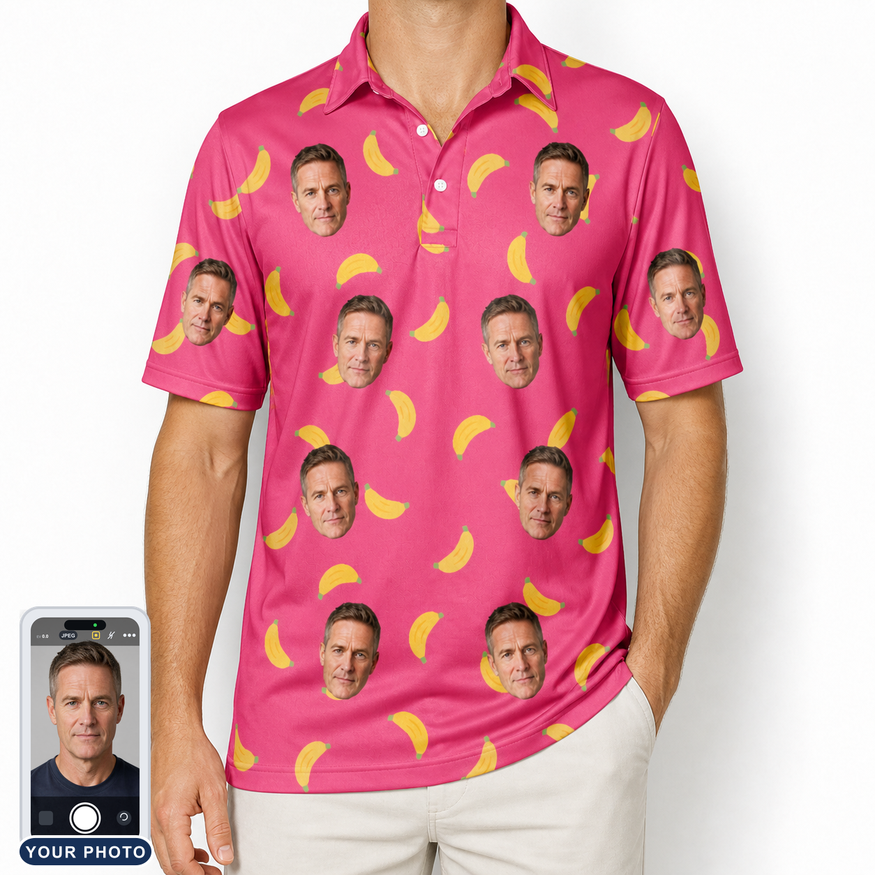 Men's Banana Bonanza Custom Face Polo Shirt