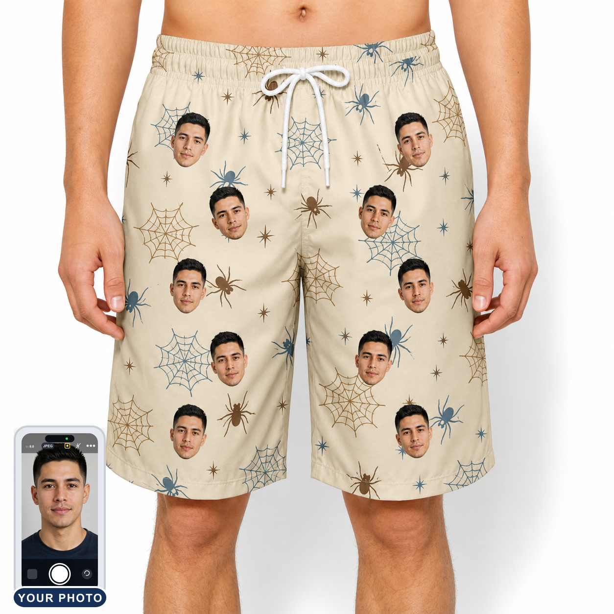 Men's Macabre Mesh Custom Face Beach Shorts
