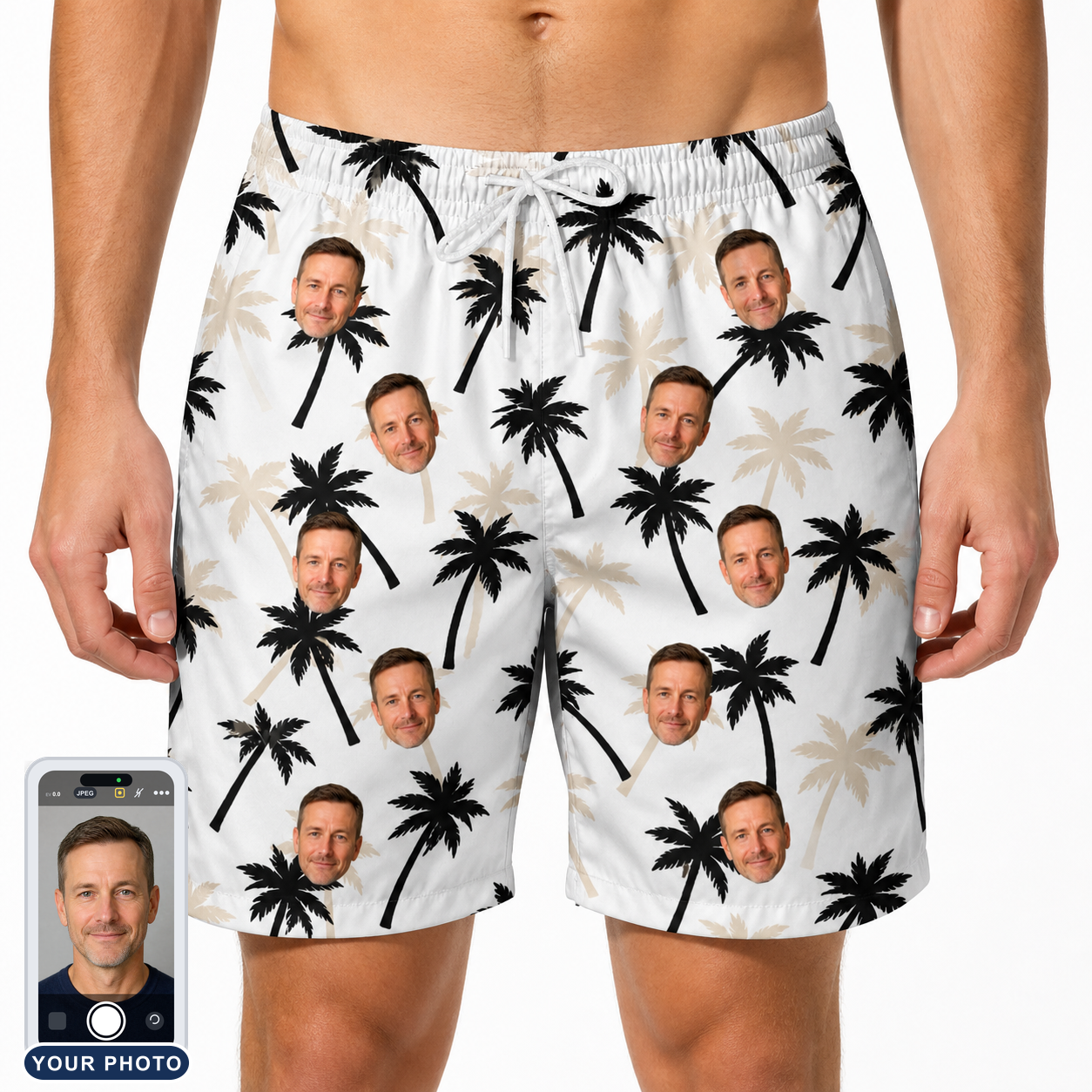 Men's Ylang Ylang Custom Face Beach Shorts