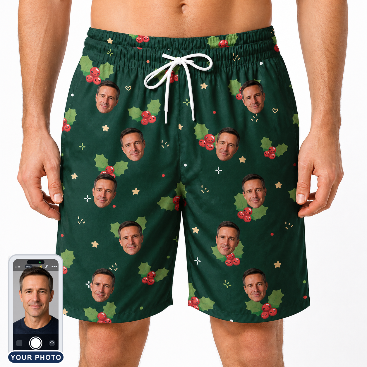 Men's Festive Foliage Custom Face Beach Shorts