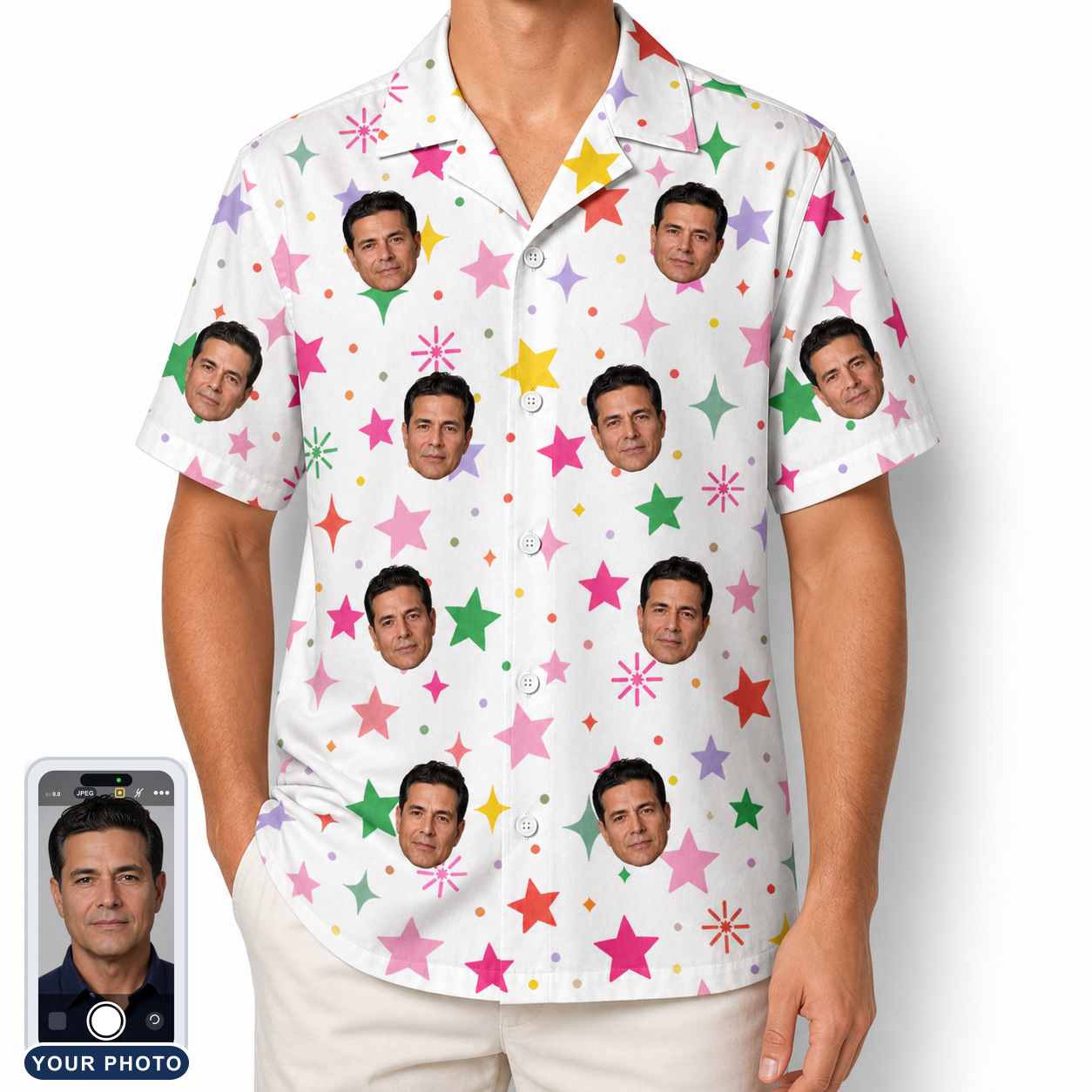 Men's Confetti Comets Custom Face Hawaiian Shirt