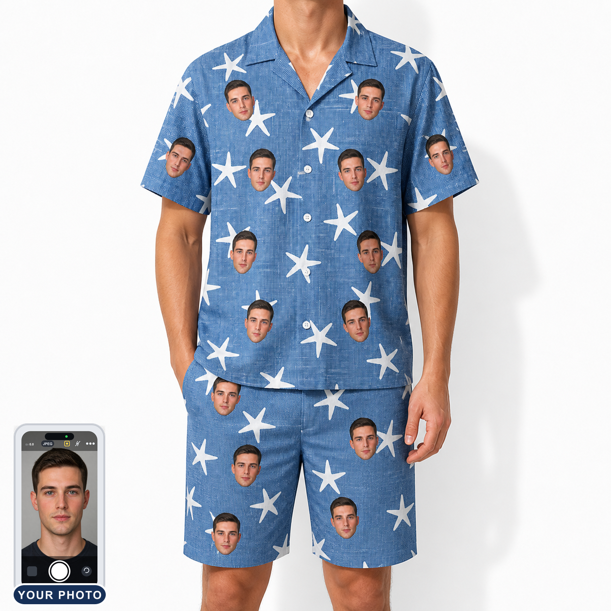 Men's Starfish Swerve Custom Face Shirt & Shorts Set