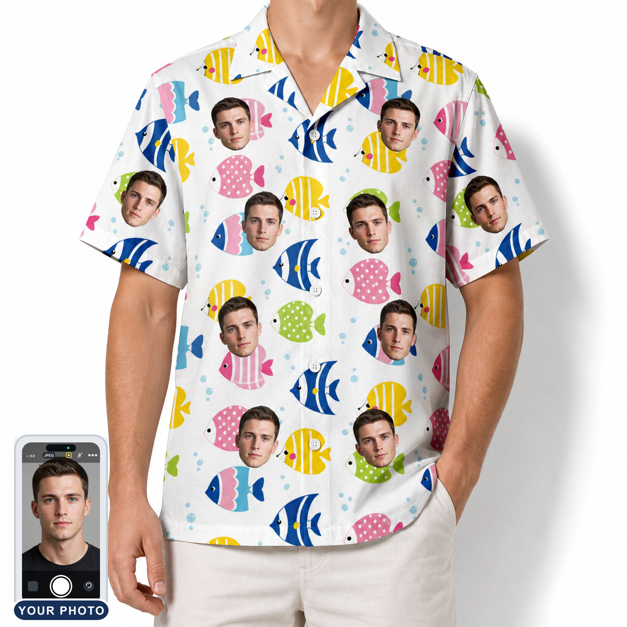 Men's Guppy Gyrations Custom Face Hawaiian Shirt