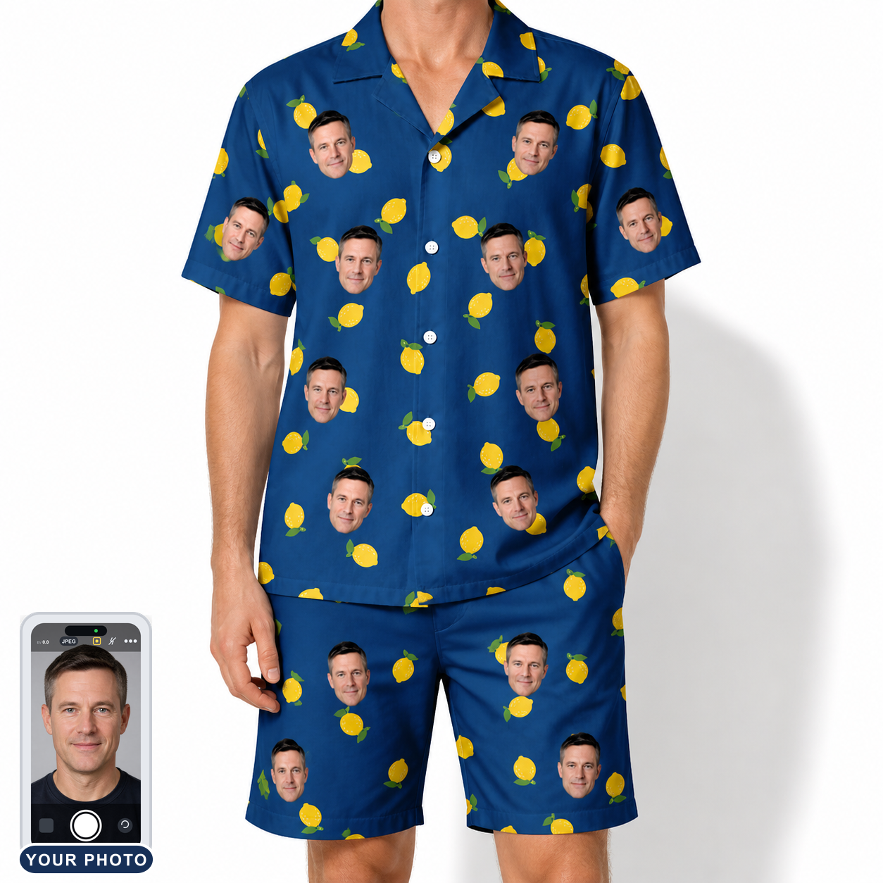 Men's Lemon Lilt Custom Face Shirt & Shorts Set