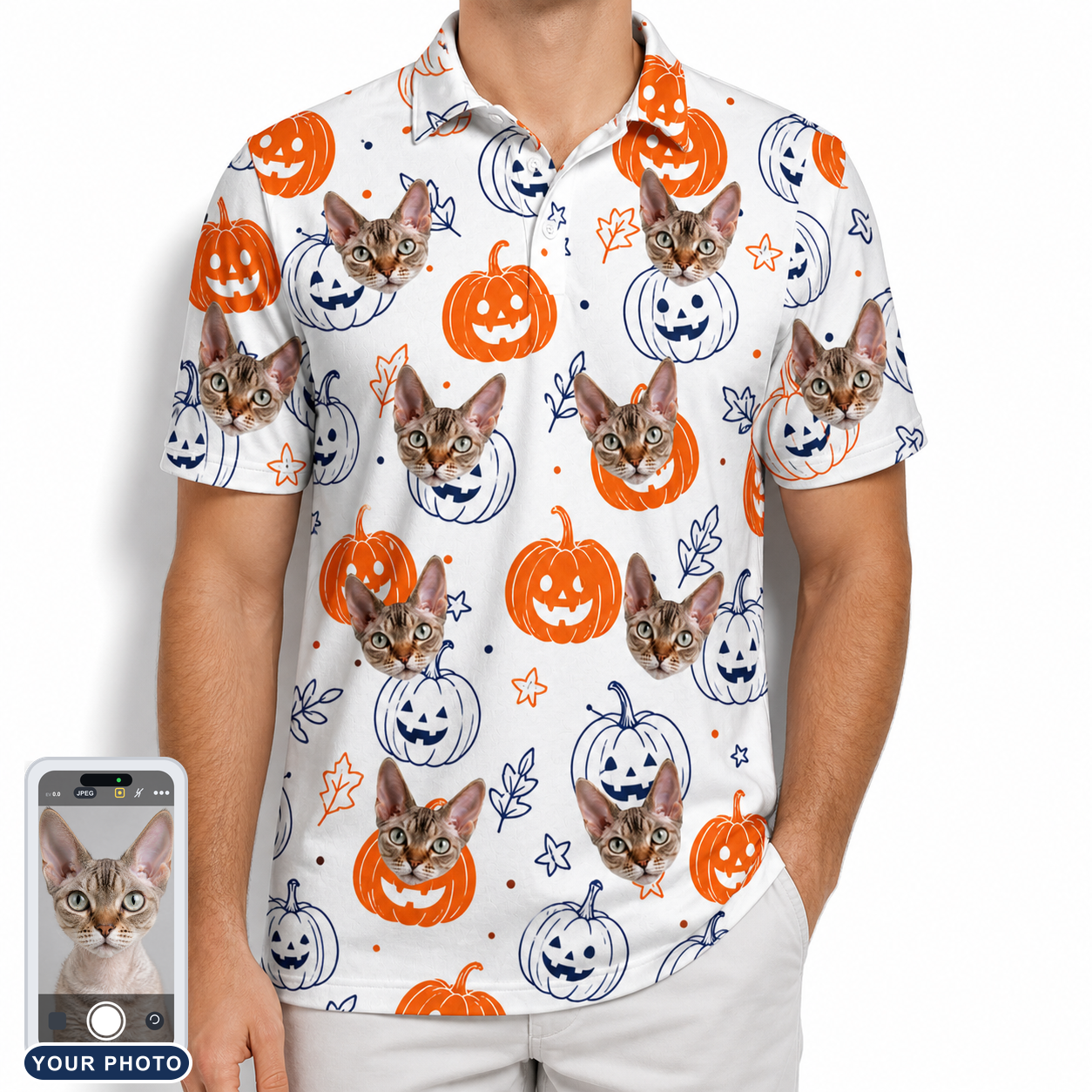 Men's Jack O'Jitters Custom Cat Face Polo Shirt