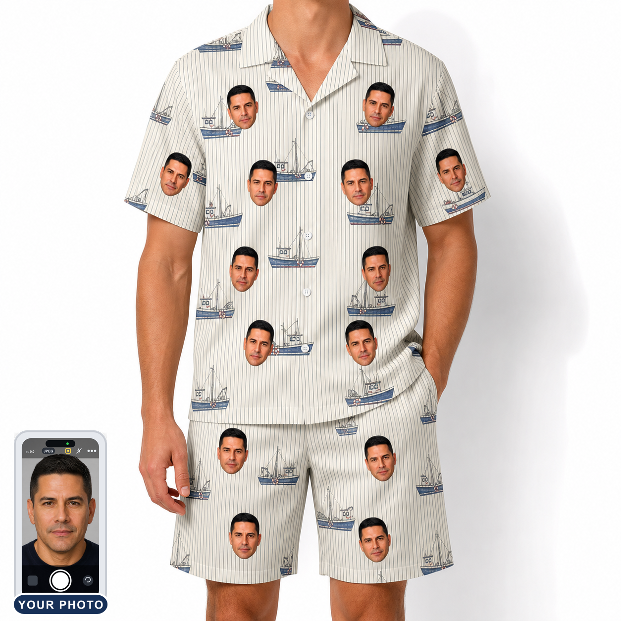 Men's Dinghy Dash Custom Face Shirt & Shorts Set