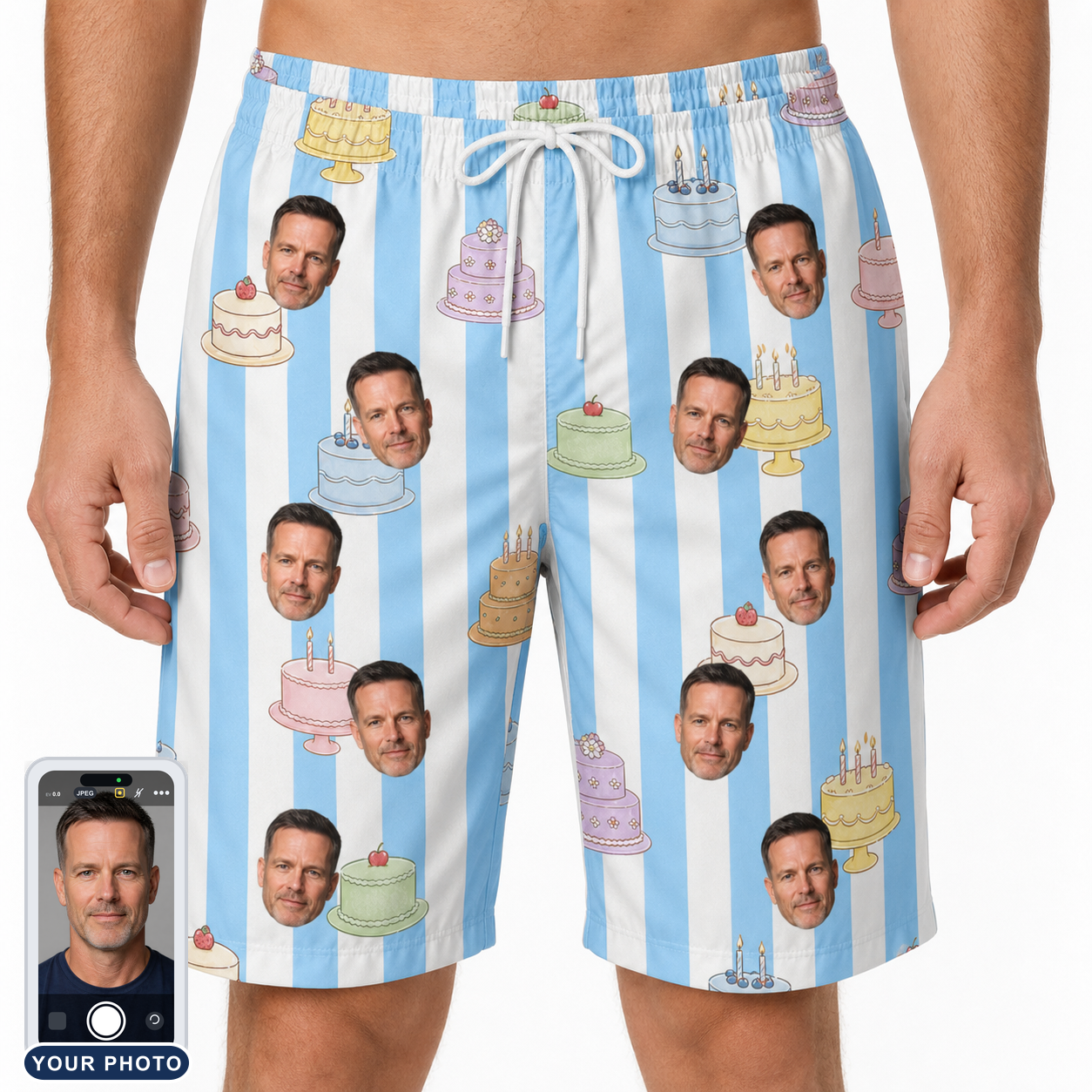 Men's Icing Illusion Custom Face Beach Shorts