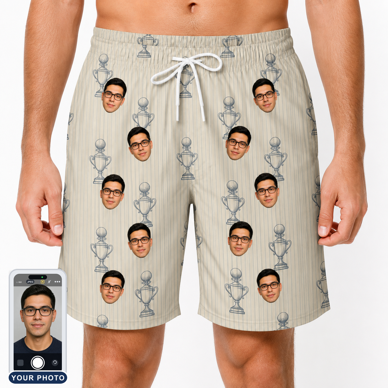 Men's Podium Putters Custom Face Beach Shorts