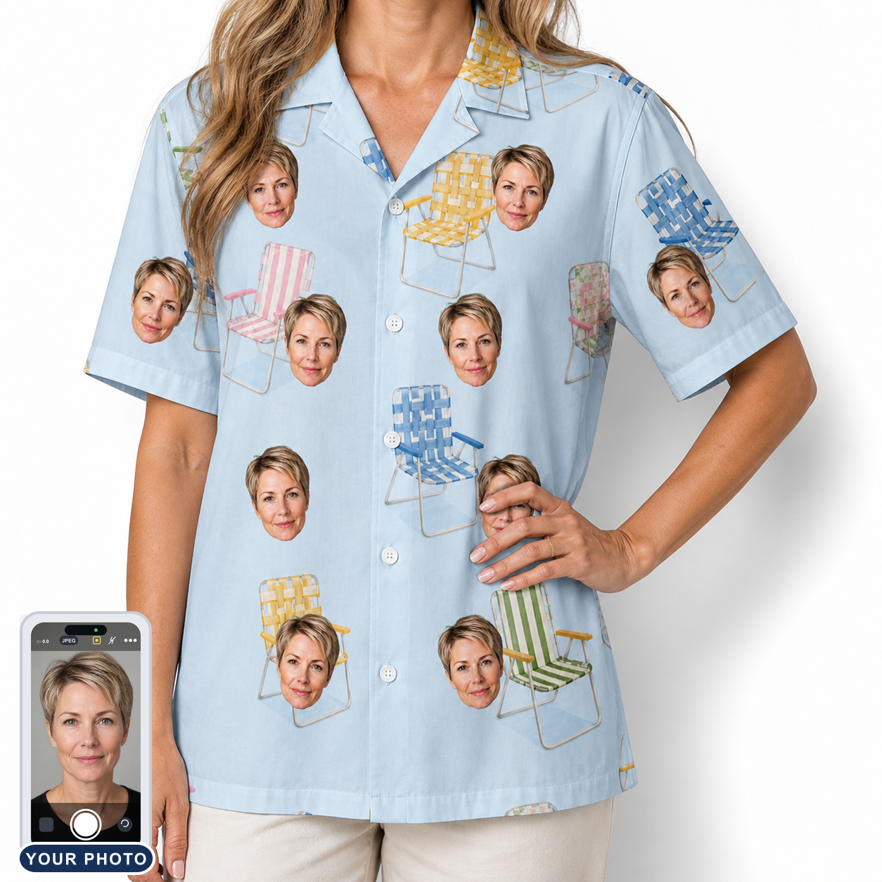 Women's Folded Fellowship Custom Face Hawaiian Shirt
