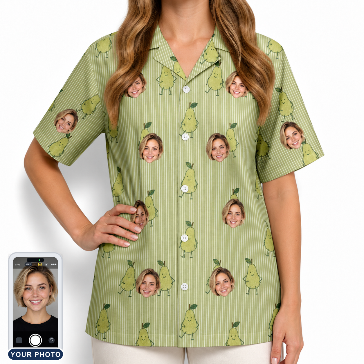 Women's Pyrus Pizzazz Custom Face Hawaiian Shirt