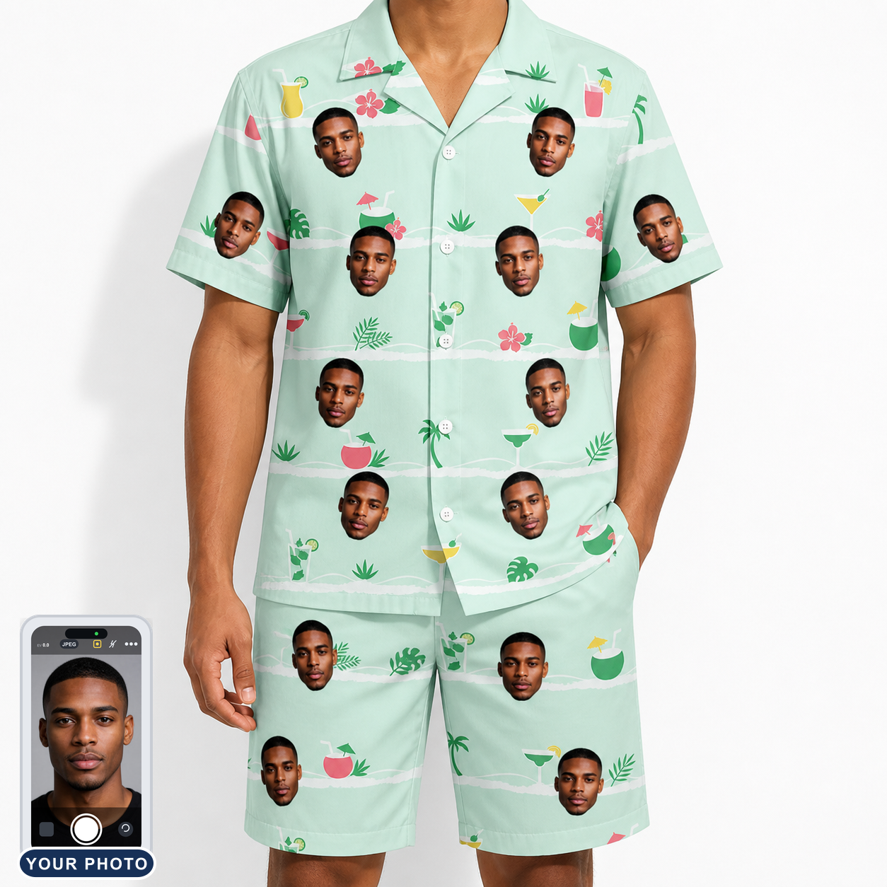 Men's Margarita Mayhem Custom Face Shirt & Shorts Set