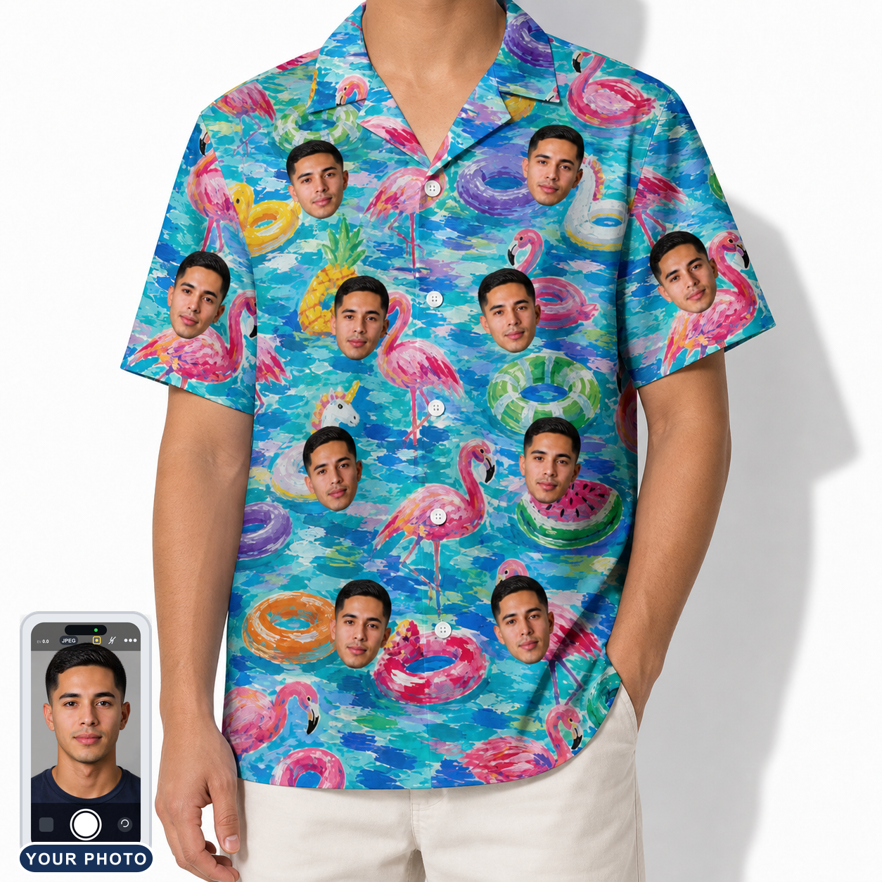 Men's Pastel Pontoons Custom Face Hawaiian Shirt