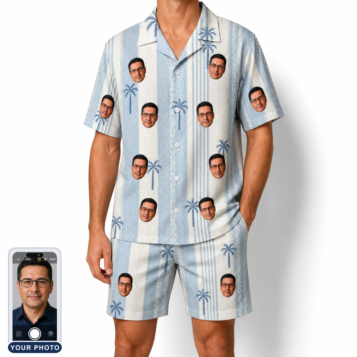 Men's Coconut Crew Custom Face Shirt & Shorts Set