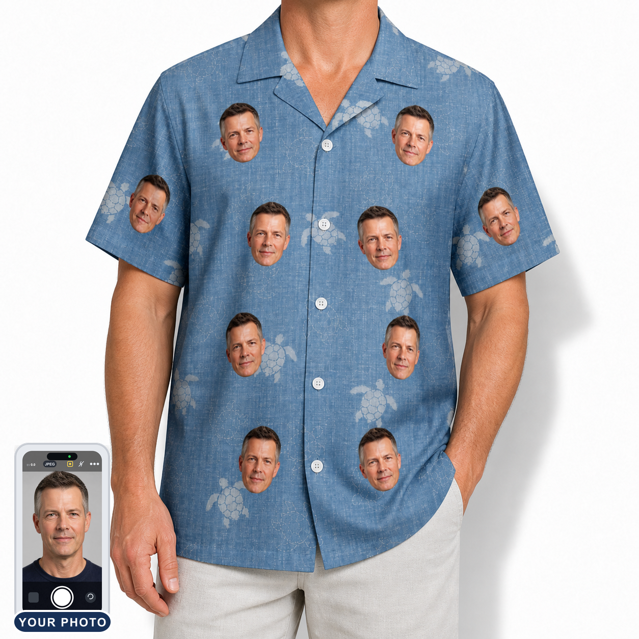 Men's Flipper Floats Custom Face Hawaiian Shirt