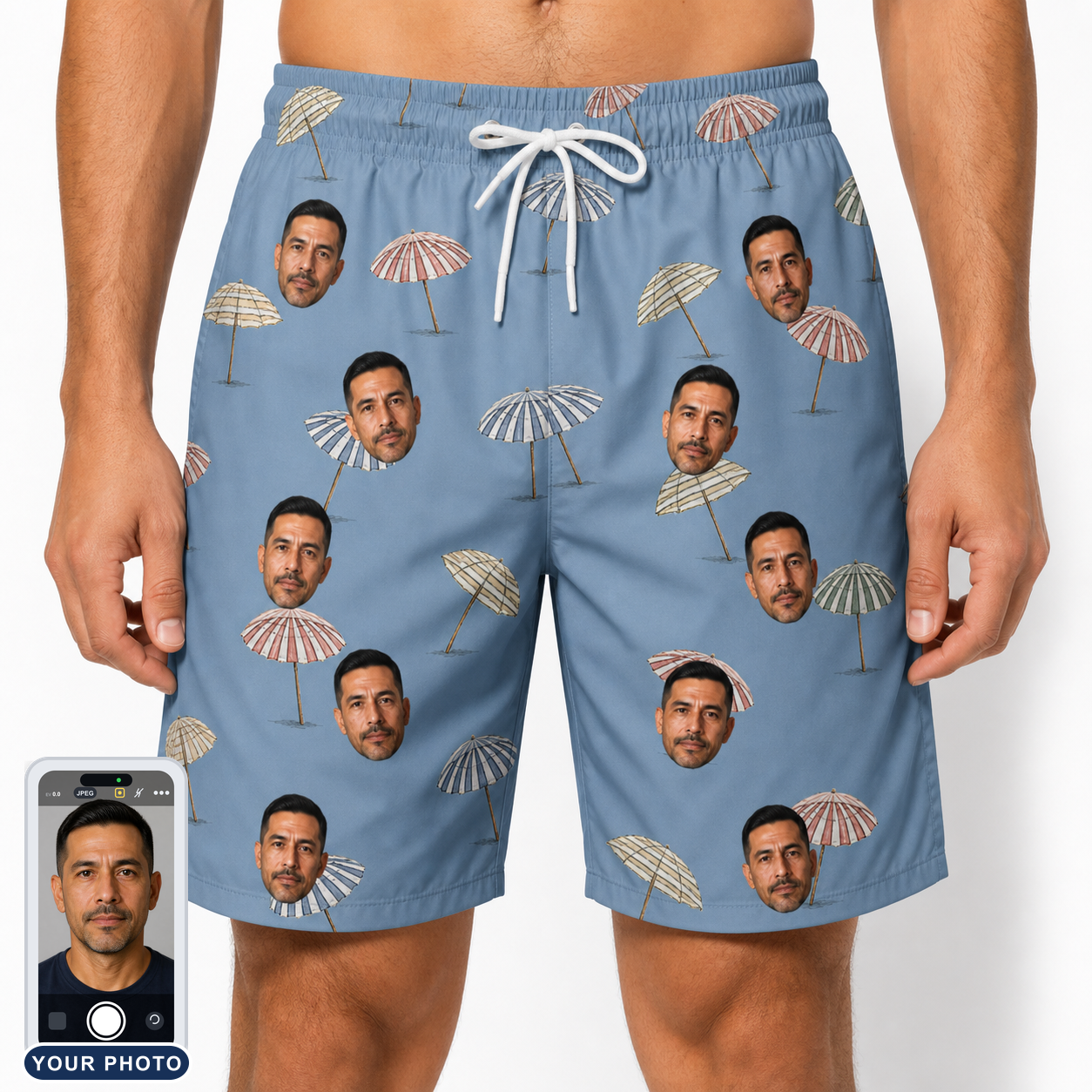 Men's Umbrella Uproar Custom Face Beach Shorts