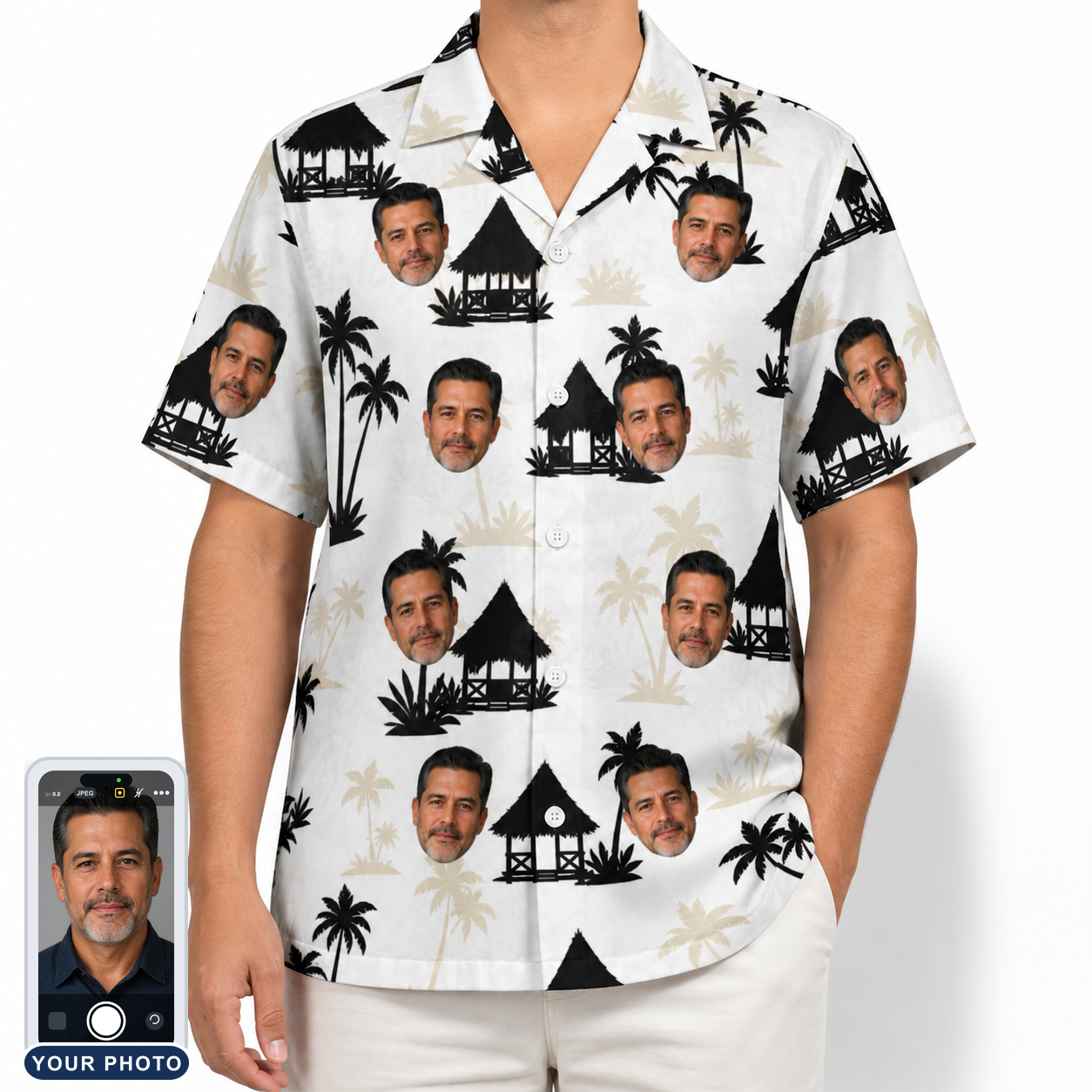 Men's Thatched Timewarp Custom Face Hawaiian Shirt