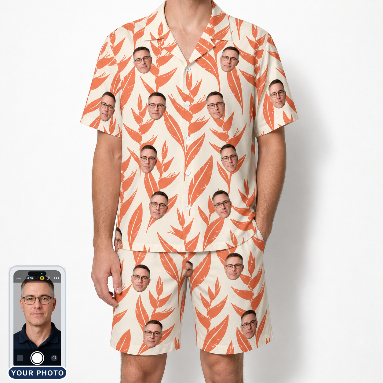 Men's Lobster Lilt Custom Face Shirt & Shorts Set