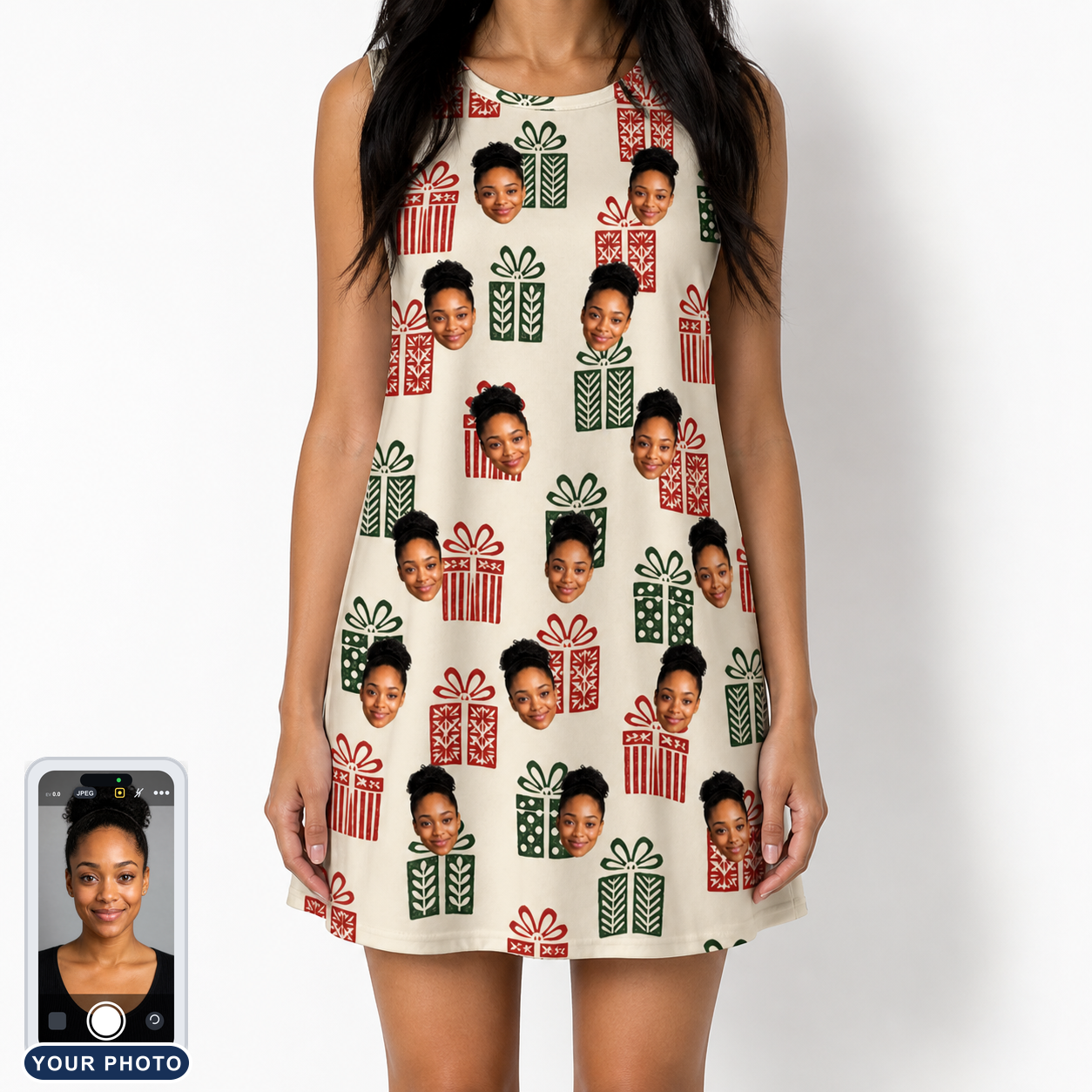 Women's Bowtiful Bundles Custom Face Tank Dress