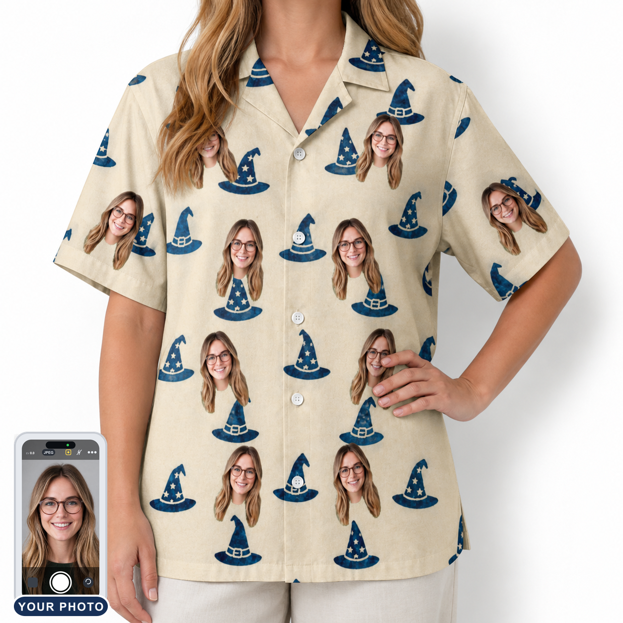 Women's Witchy Whirl Custom Face Hawaiian Shirt