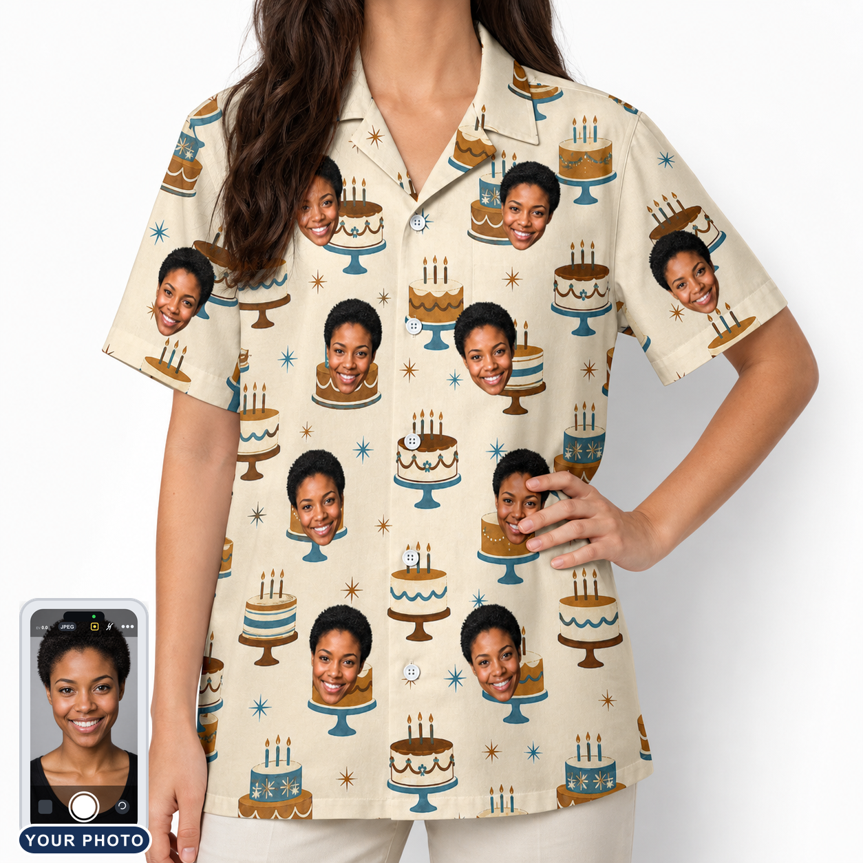 Women's Frosting Fanfare Custom Face Hawaiian Shirt