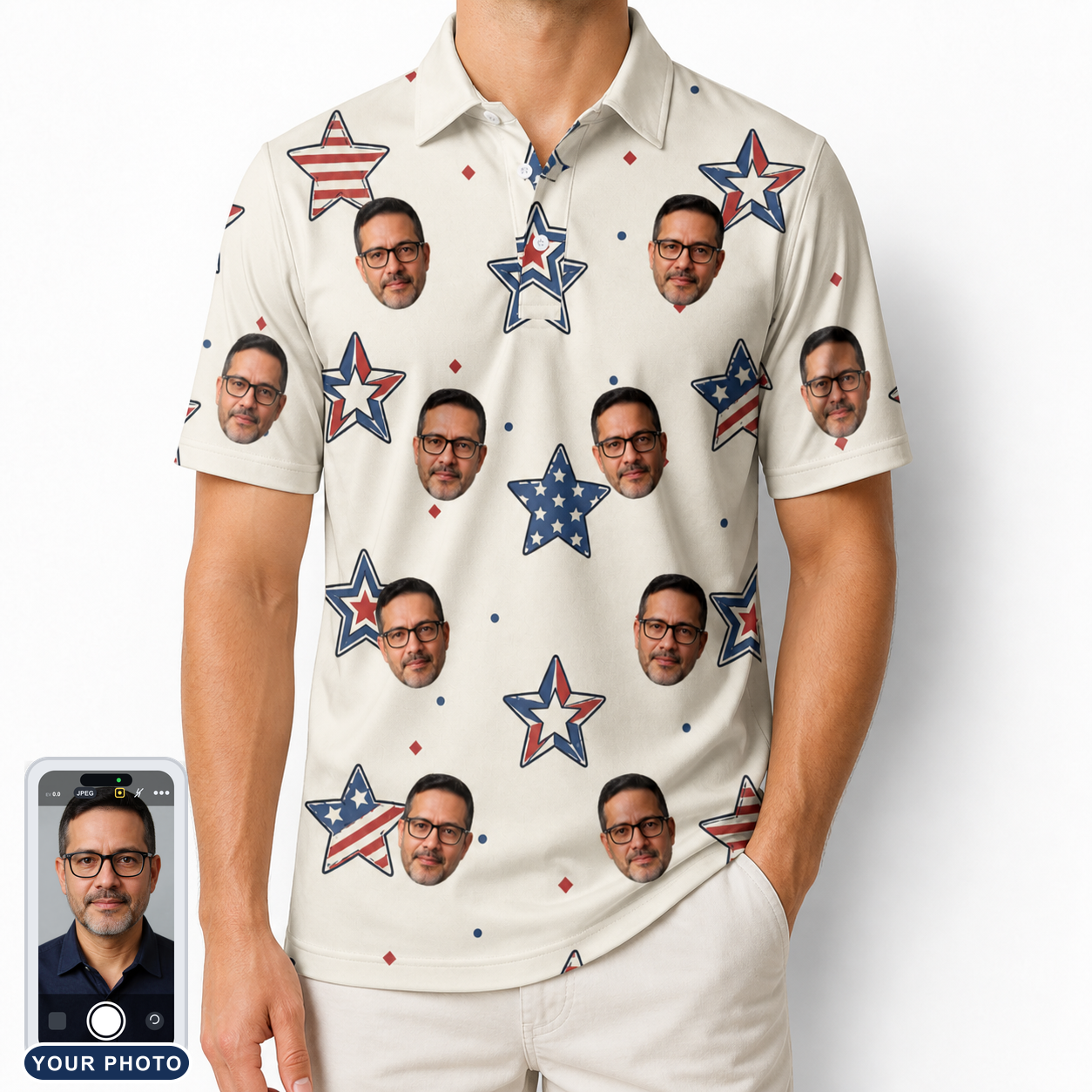 Men's Fourth Fizz Custom Face Polo Shirt
