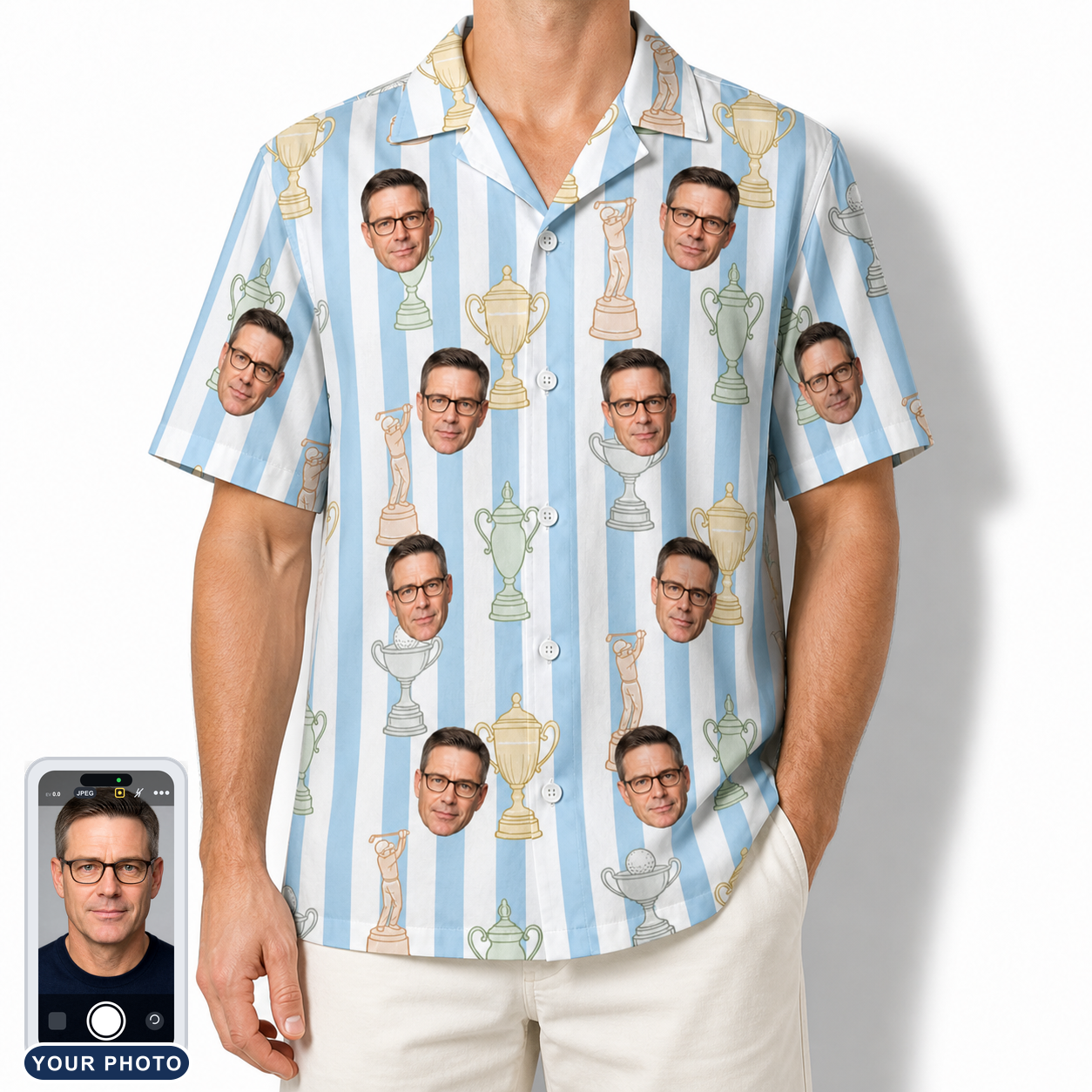Men's Green Glory Custom Face Hawaiian Shirt