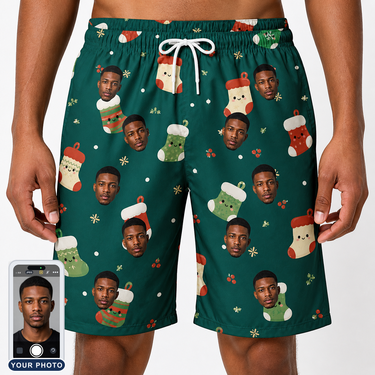 Men's Chimney Cheer Custom Face Beach Shorts