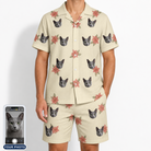 Men's Poinsettia Pop Custom Cat Face Shirt & Shorts Set