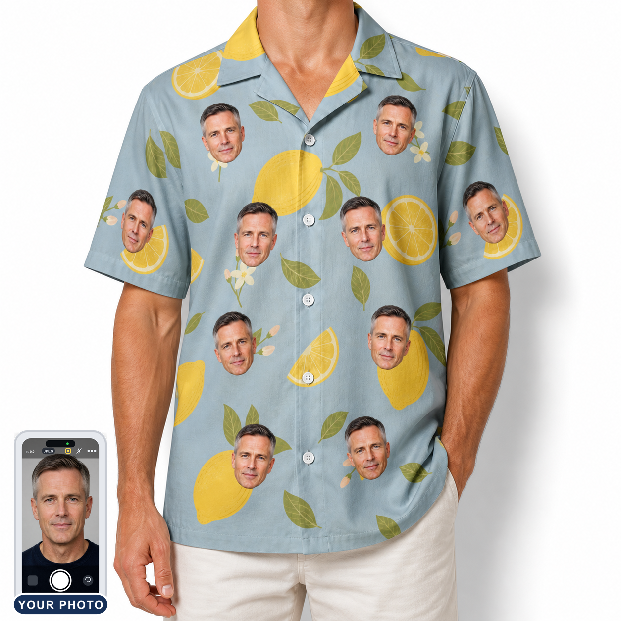 Men's Zesty Zigzags Custom Face Hawaiian Shirt