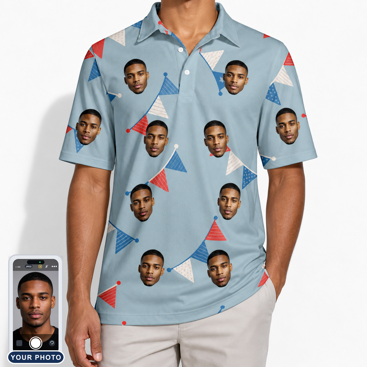 Men's Bunting Bonanza Custom Face Polo Shirt