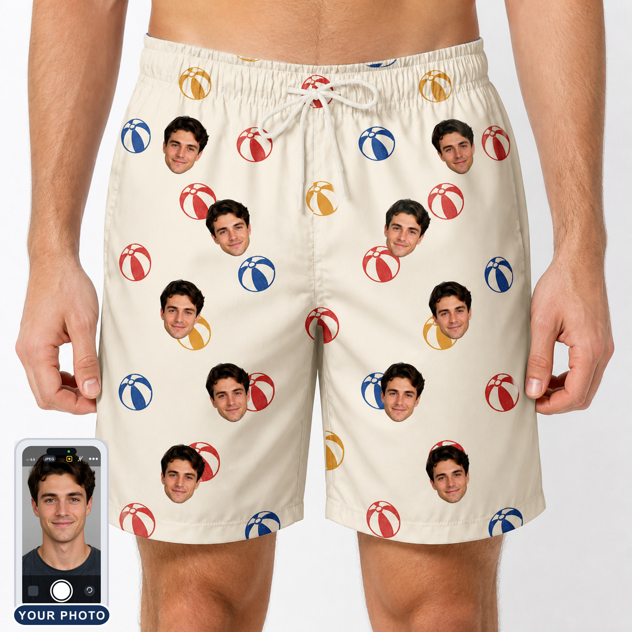 Men's Sandy Sidekicks Custom Face Beach Shorts