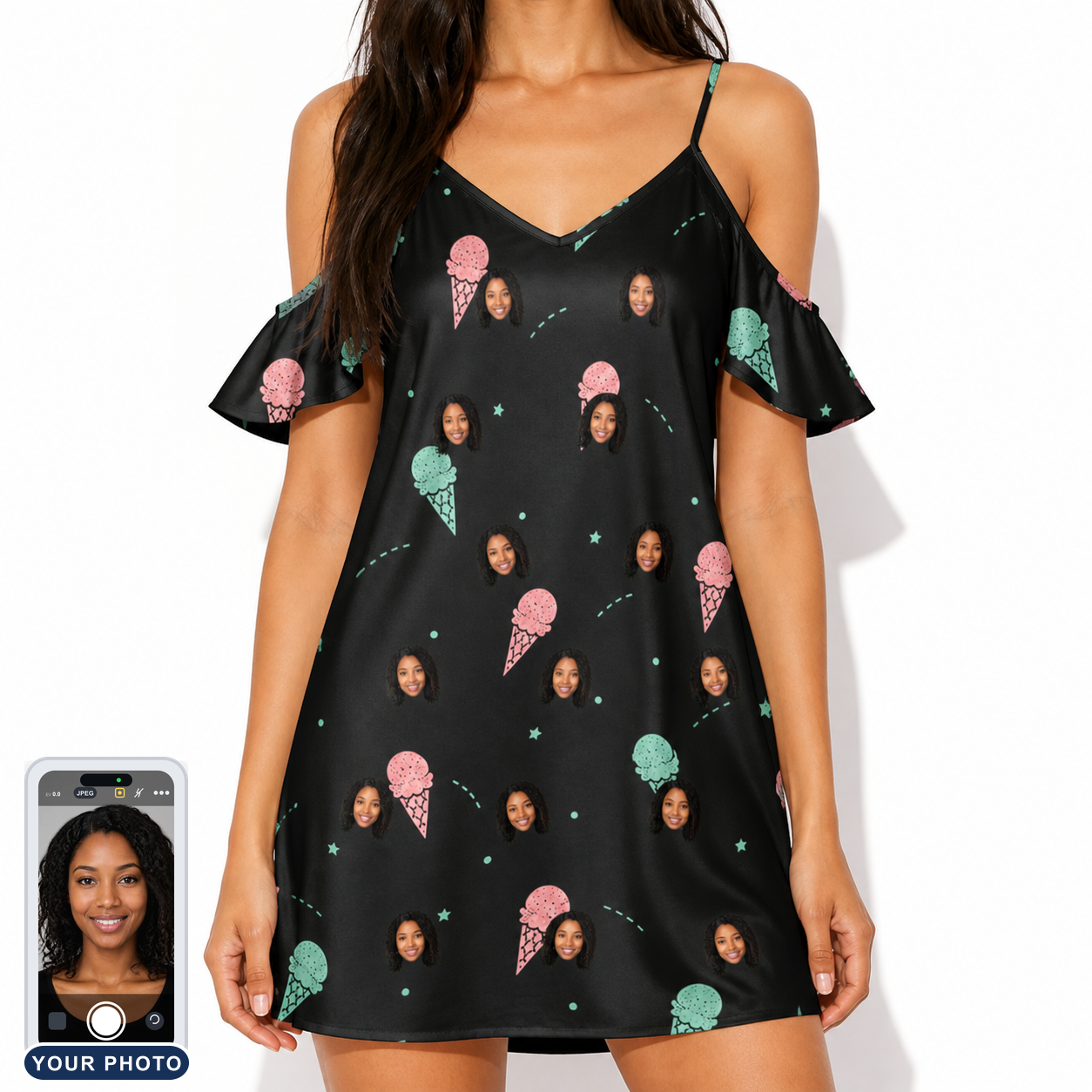 Women's Sundae Shore Custom Face Off-Shoulder Dress