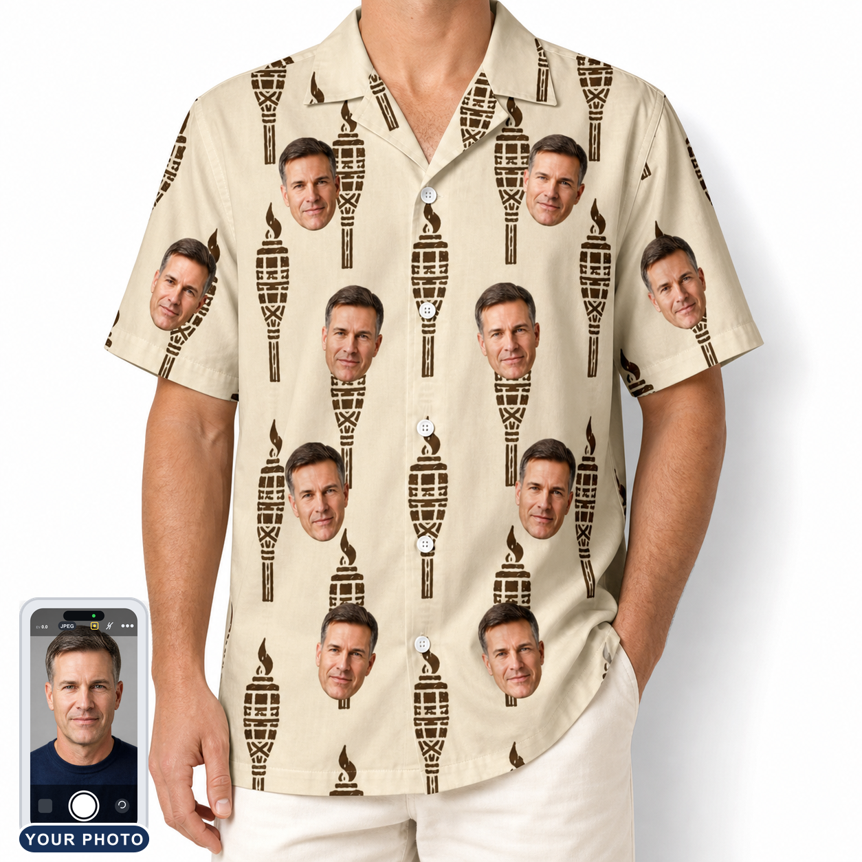 Men's Rattan Radiance Custom Face Hawaiian Shirt