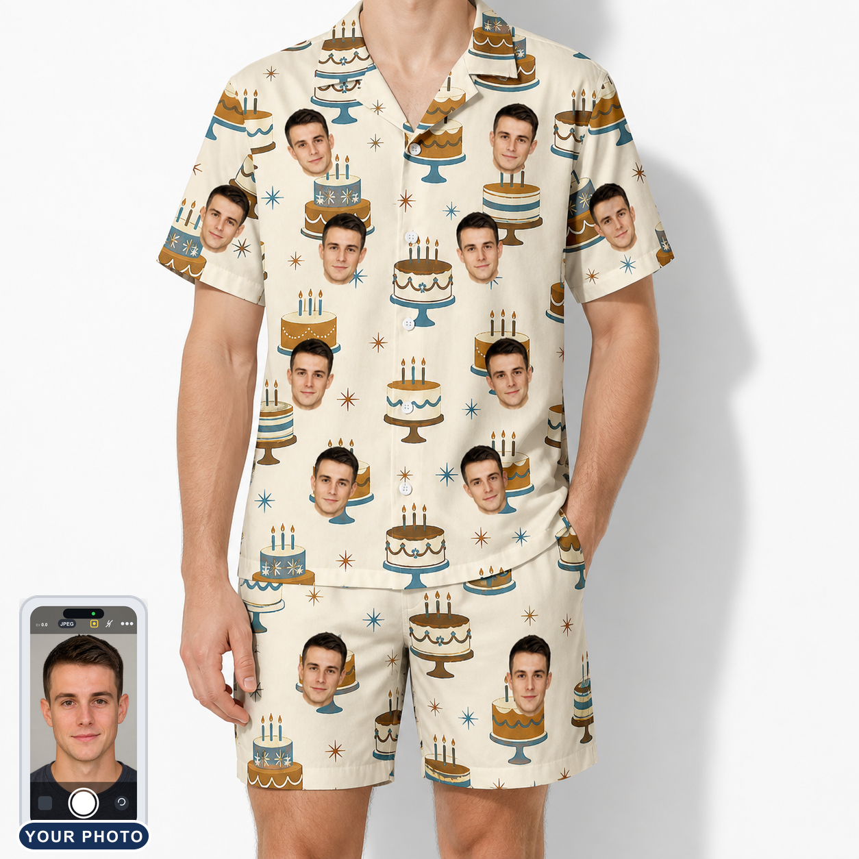 Men's Frosting Fanfare Custom Face Shirt & Shorts Set