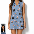 Women's Flamingo Fever Custom Face V-Neck Dress