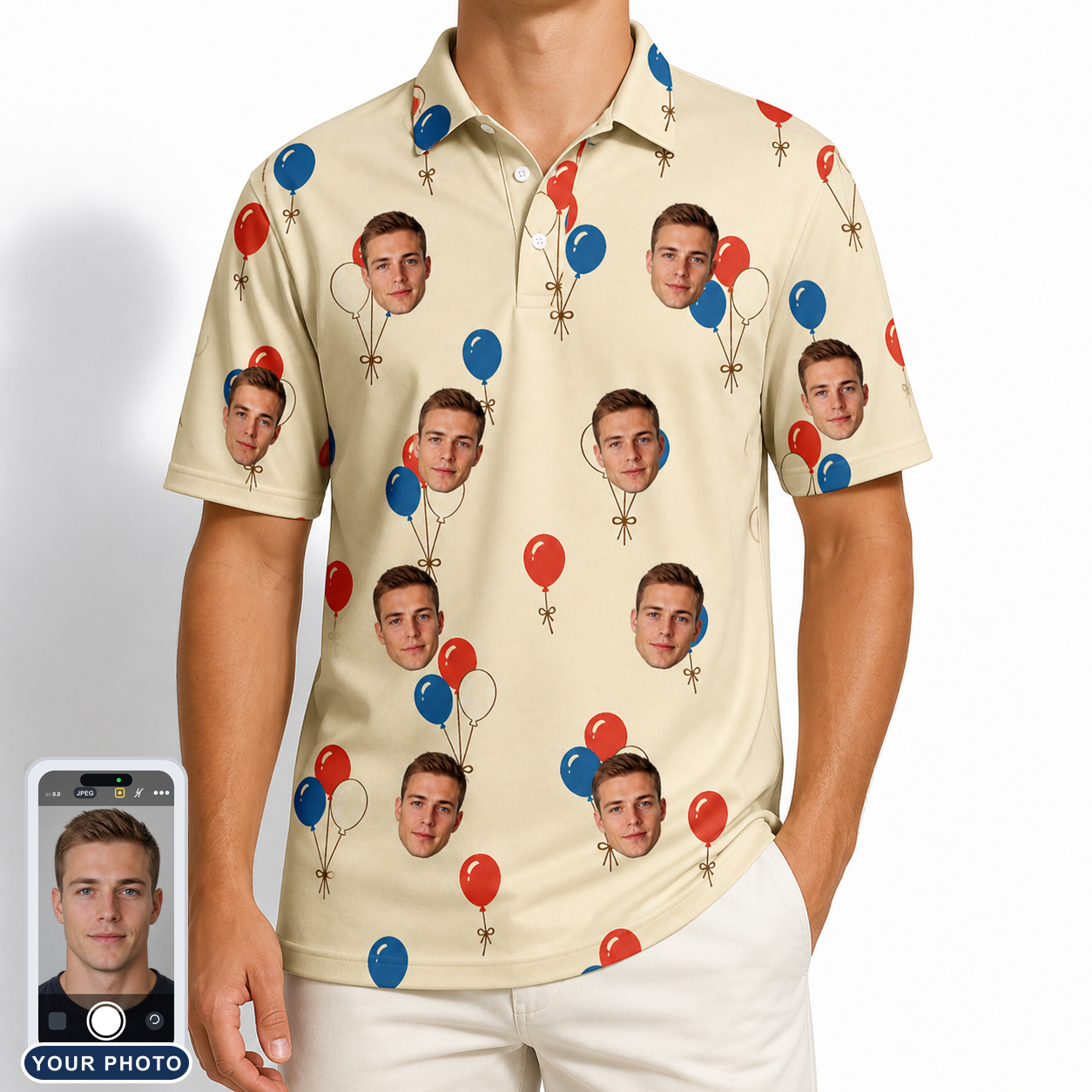 Men's Balloon Brigade Custom Face Polo Shirt