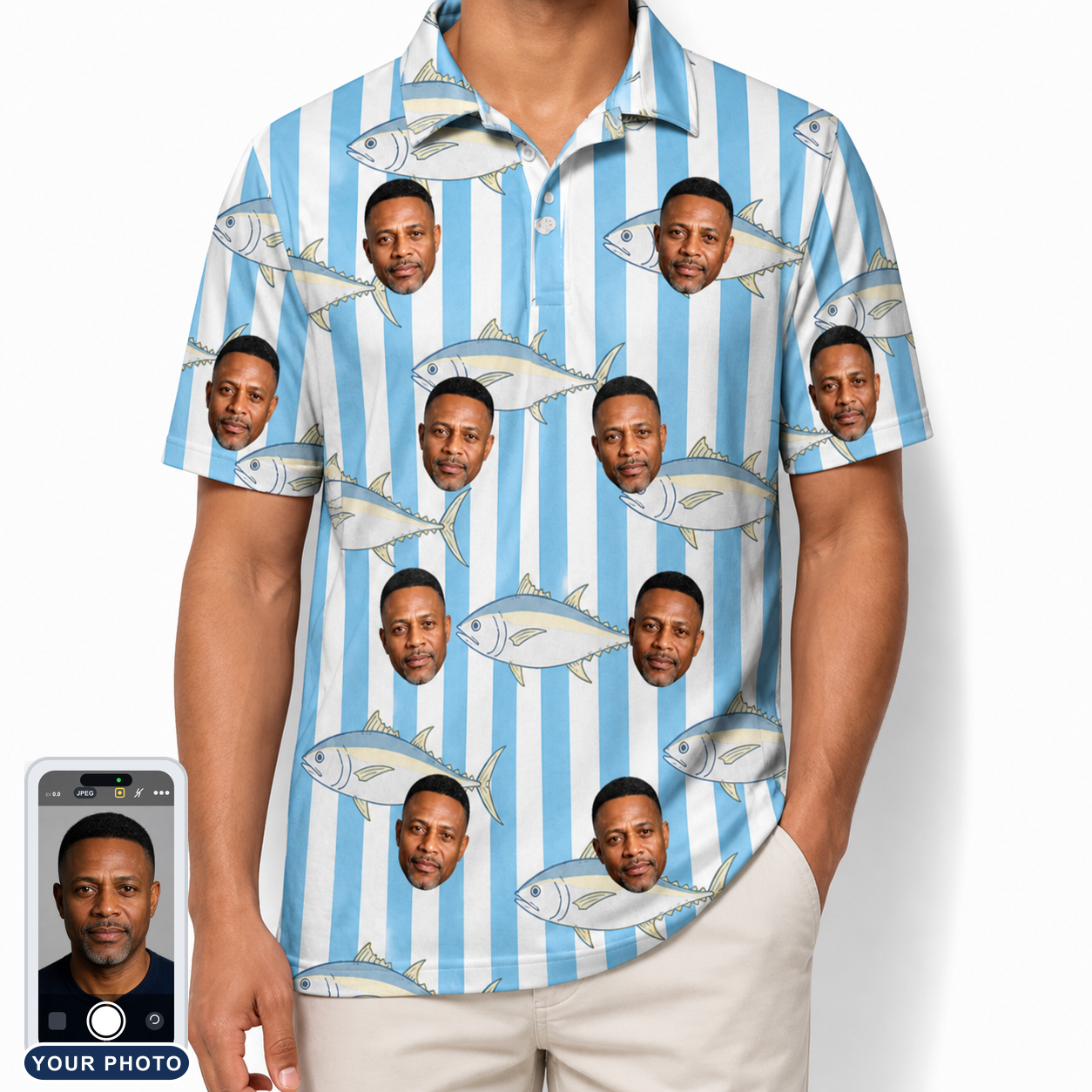Men's Tuna Tactics Custom Face Polo Shirt