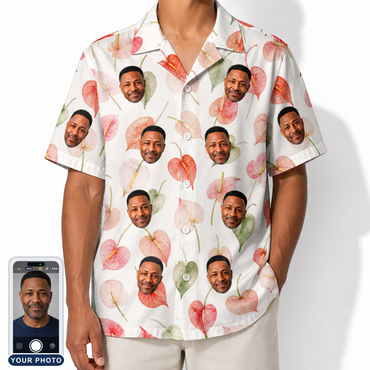 Men's Anthurium Antics Custom Face Hawaiian Shirt