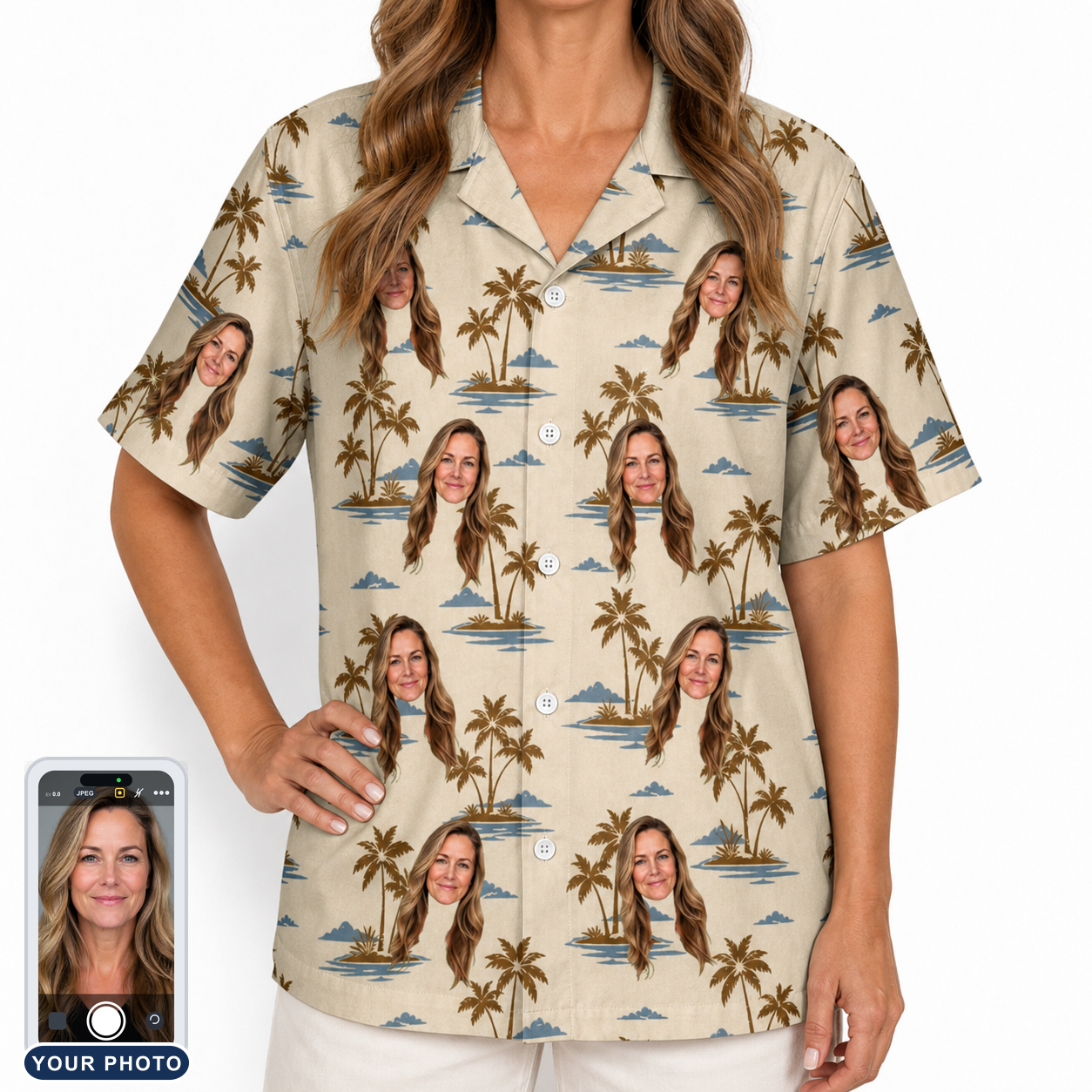 Women's Botanical Breeze Custom Face Hawaiian Shirt