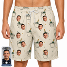 Men's Champagne Chill Custom Face Beach Shorts