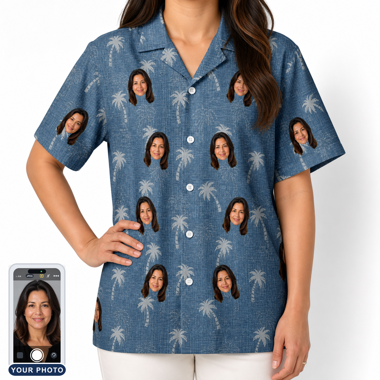Women's Flower Power Custom Face Hawaiian Shirt