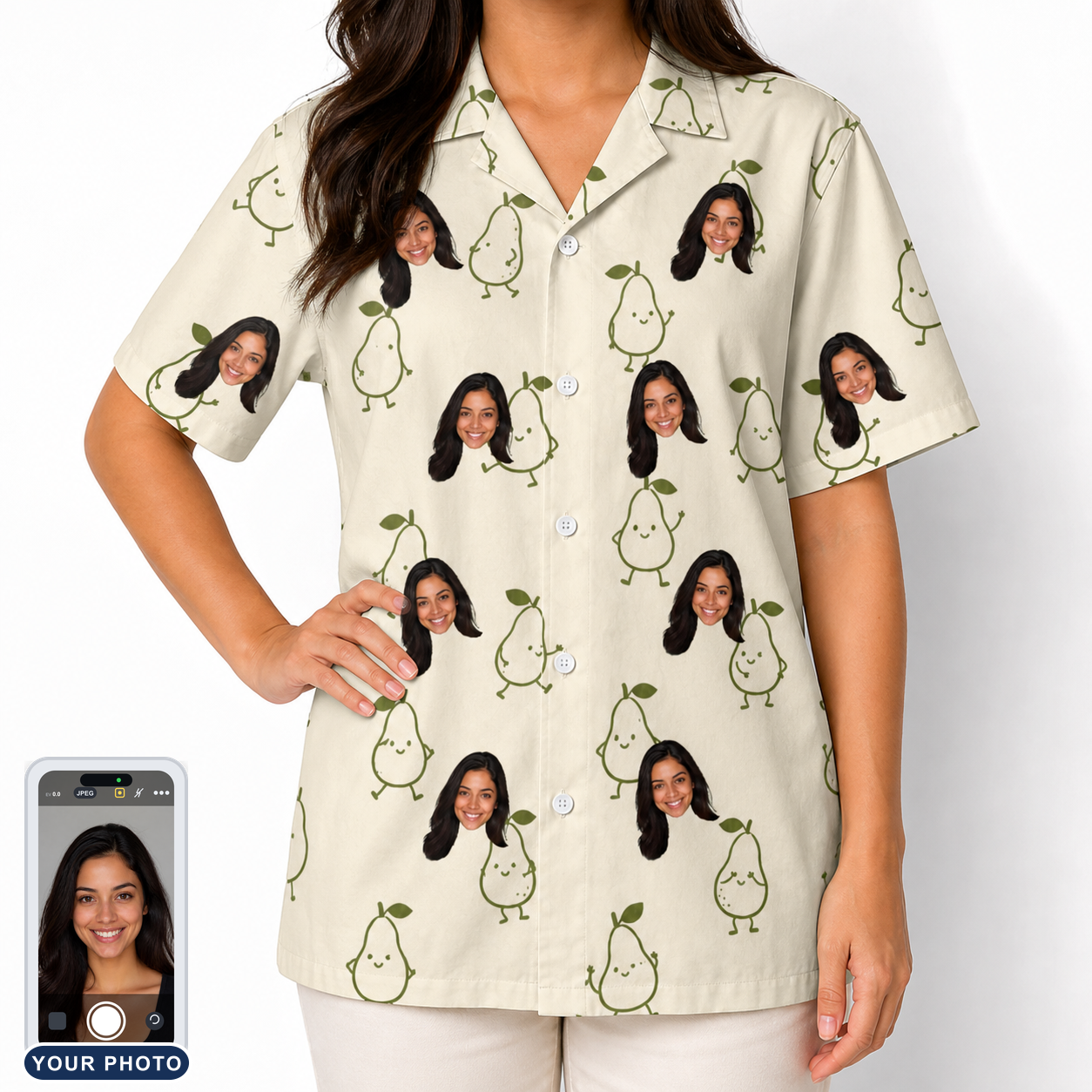 Women's Pear Pressure Custom Face Hawaiian Shirt
