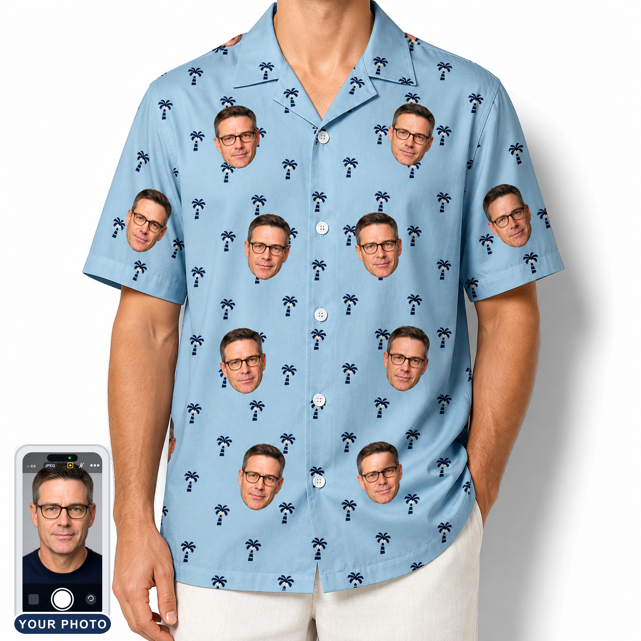 Men's Palm Parasol Custom Face Hawaiian Shirt